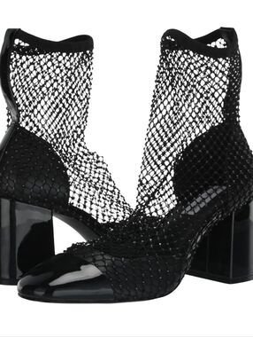 Steve Madden Eleanor Black Mesh Rhinestone Sock Pump Size 8